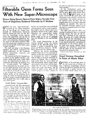 Royal Rife in News 1934